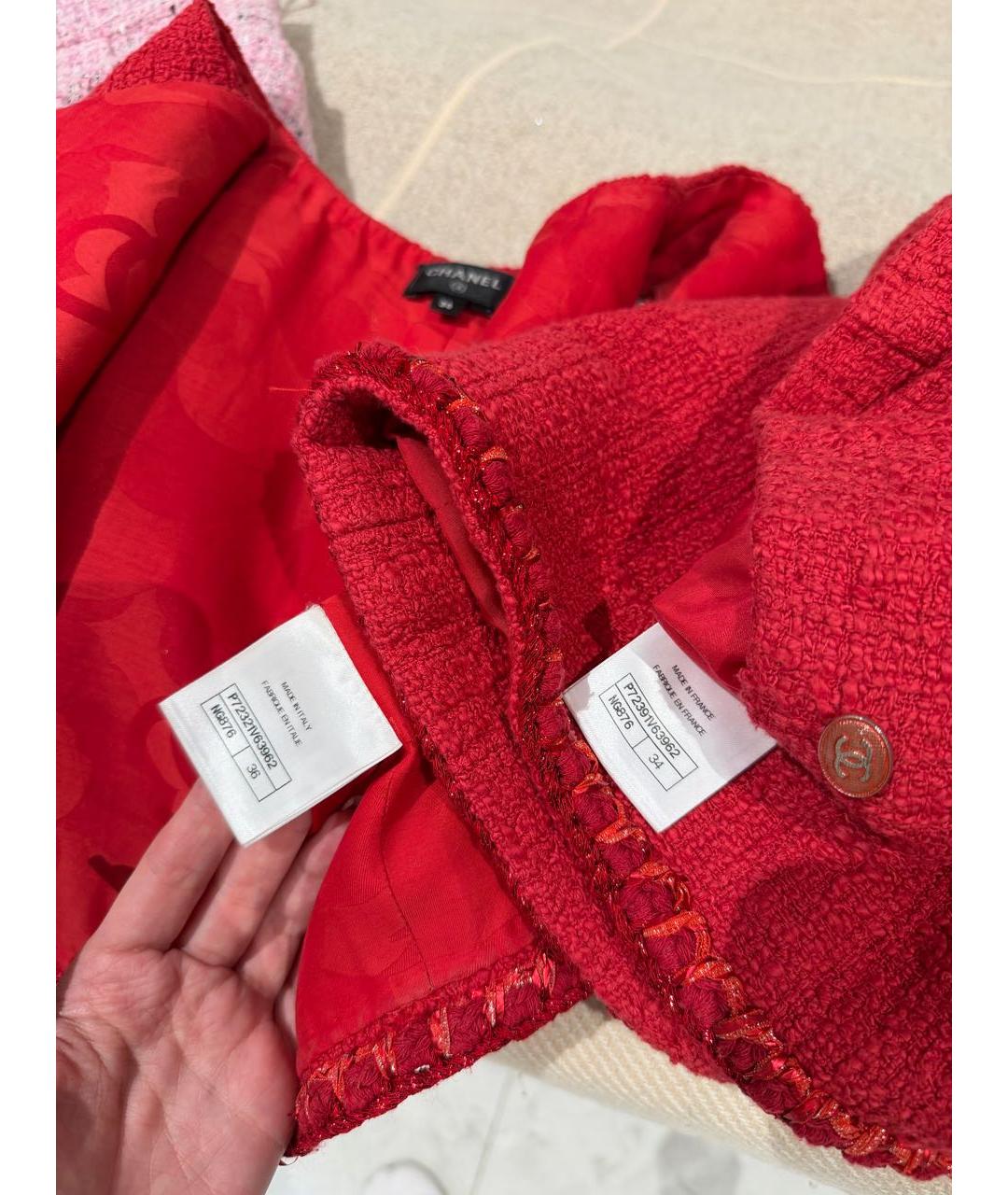 CHANEL Красный твидовый костюм с юбками, фото 6