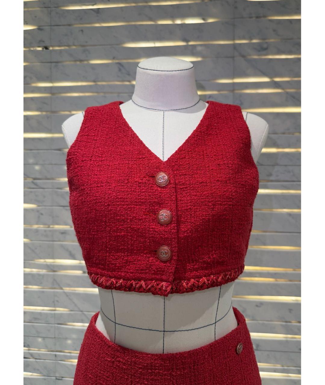 CHANEL Красный твидовый костюм с юбками, фото 2