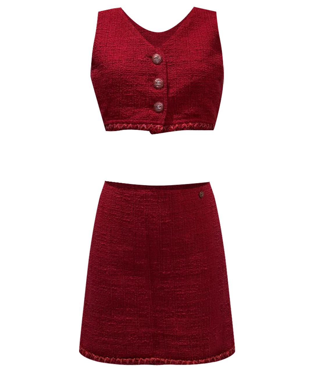 CHANEL Красный твидовый костюм с юбками, фото 1