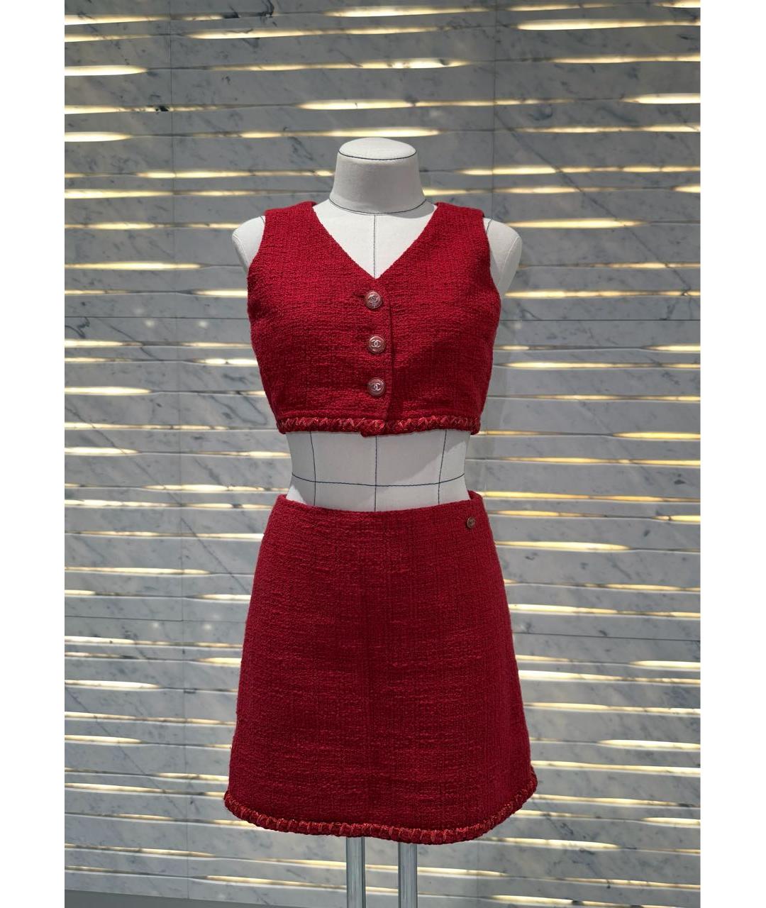 CHANEL Красный твидовый костюм с юбками, фото 7
