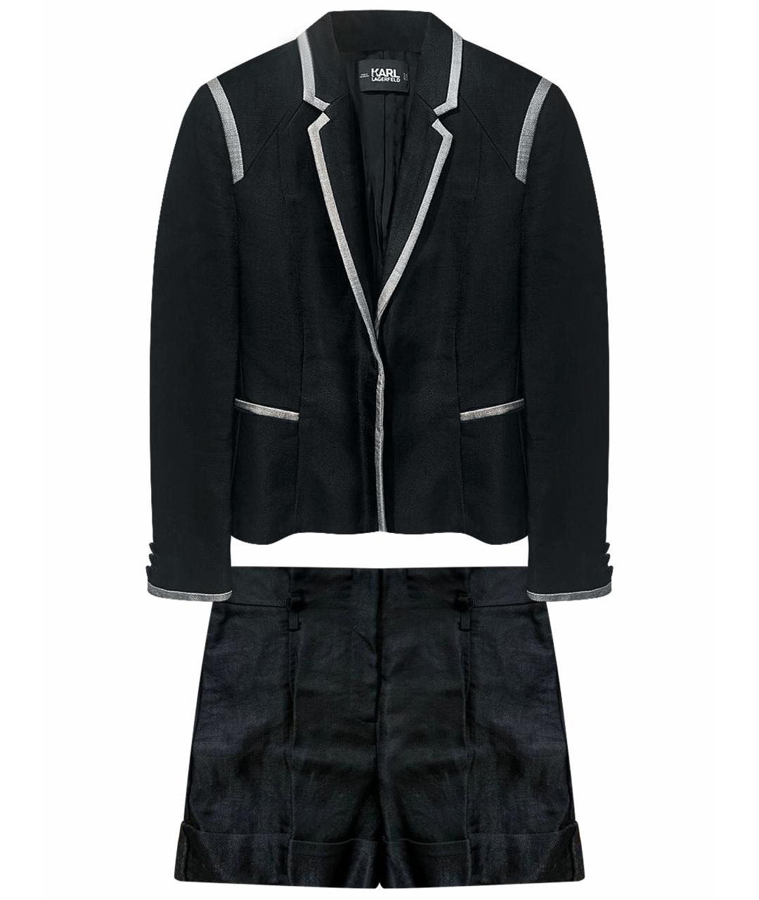 KARL LAGERFELD Черный хлопко-эластановый костюм с юбками, фото 1