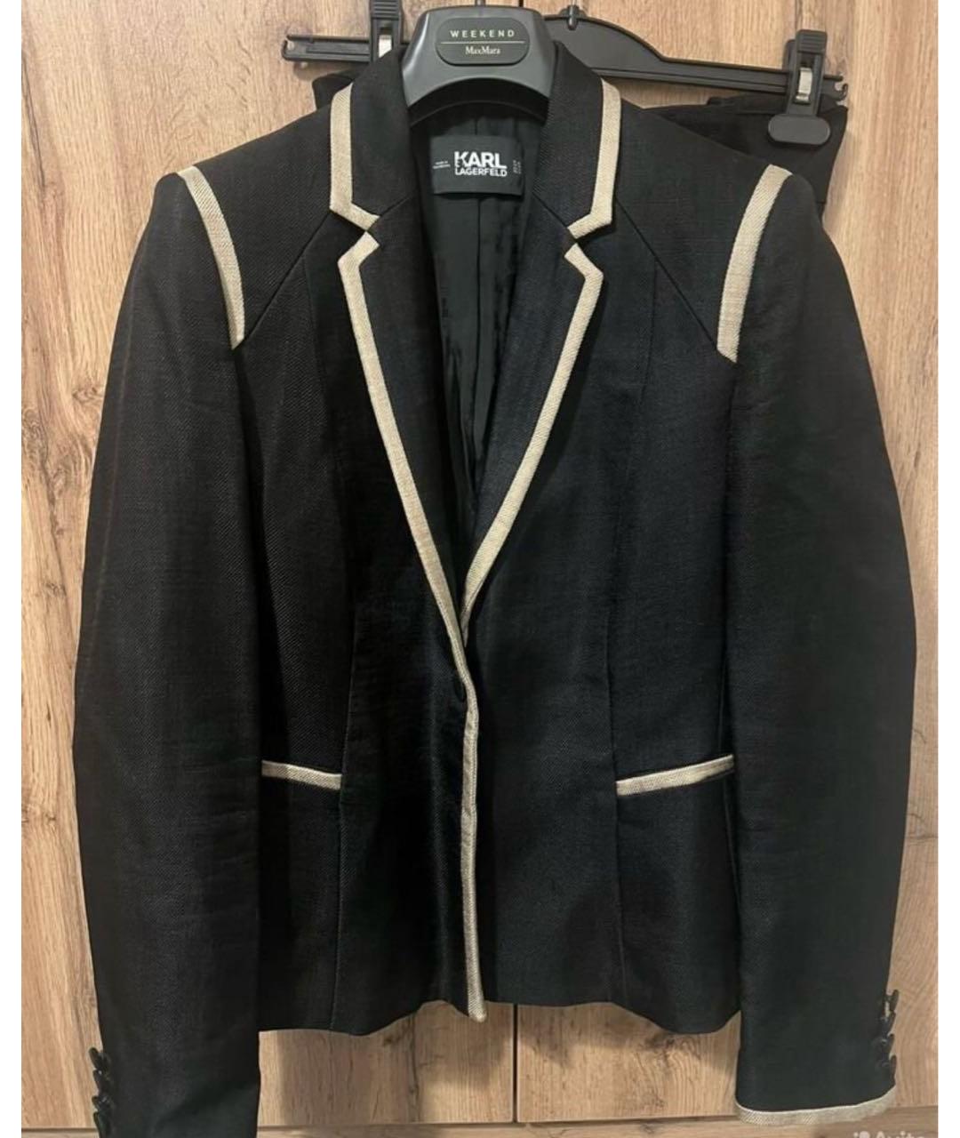 KARL LAGERFELD Черный хлопко-эластановый костюм с юбками, фото 4