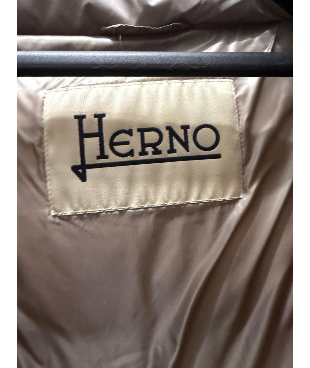 HERNO Бежевый синтетический пуховик, фото 6