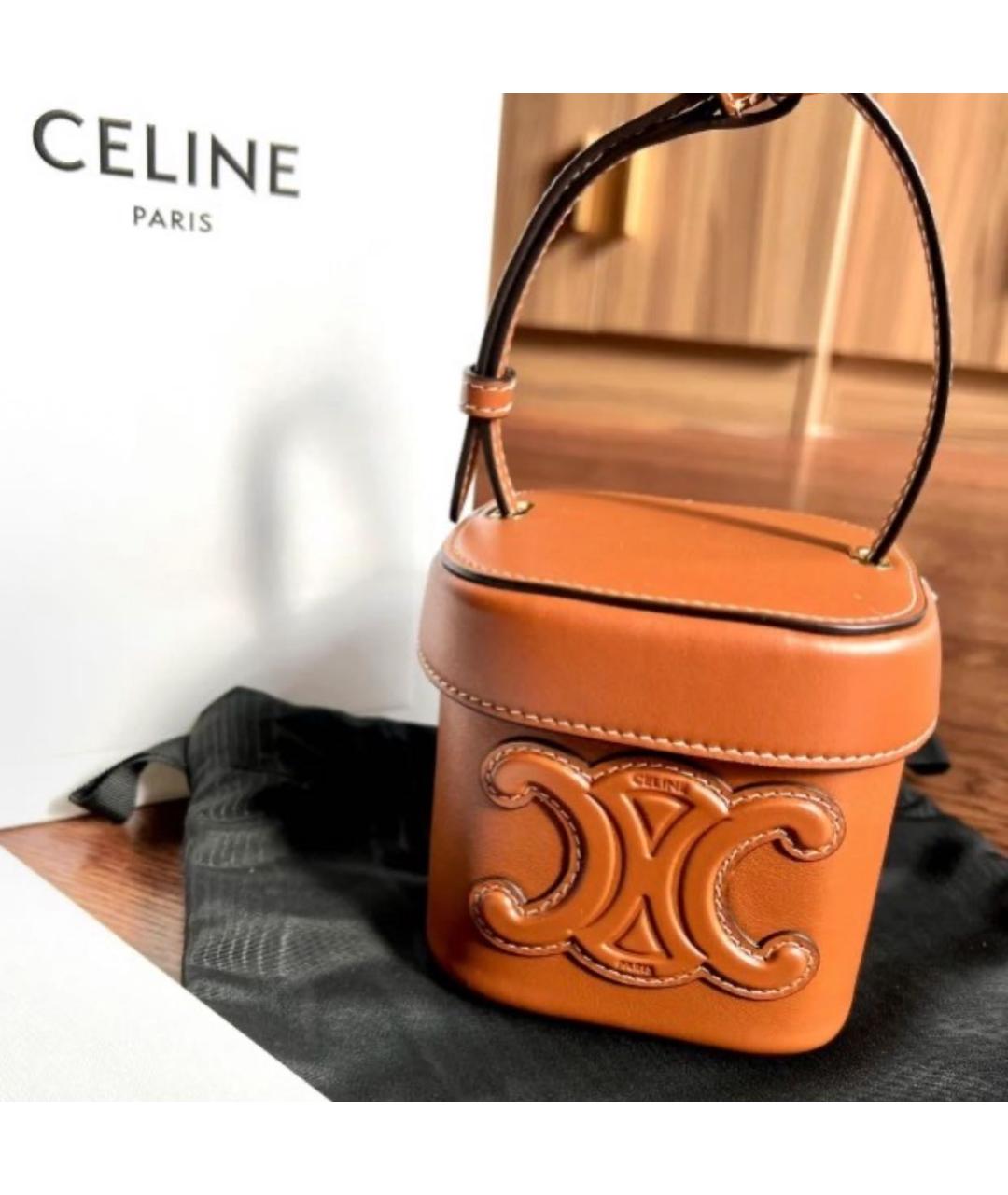 CELINE Коричневая кожаная сумка через плечо, фото 6