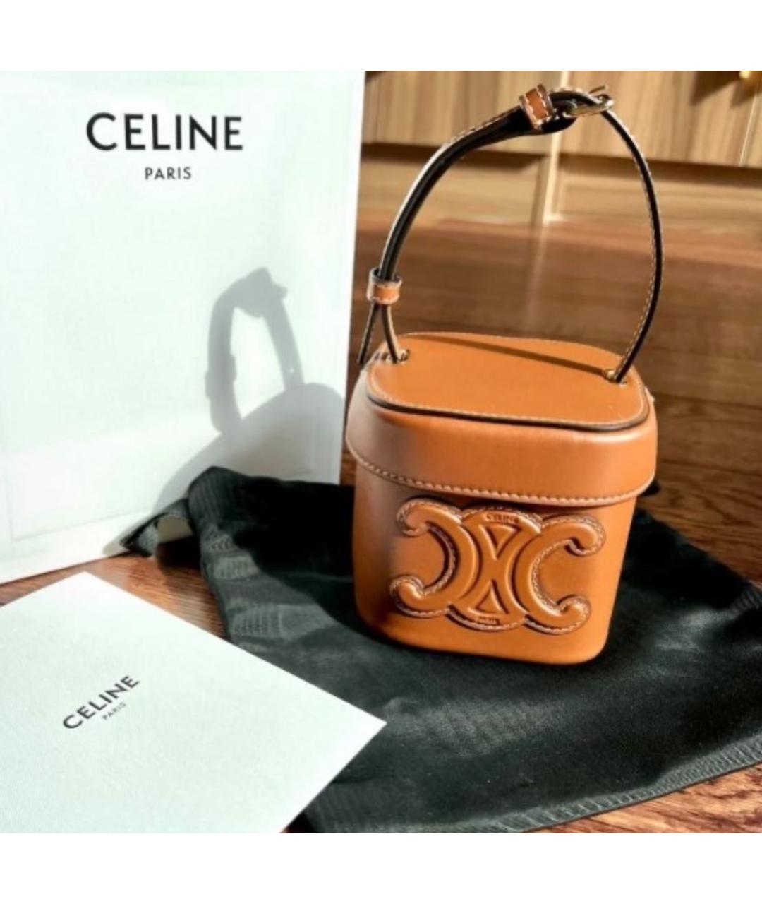 CELINE Коричневая кожаная сумка через плечо, фото 5