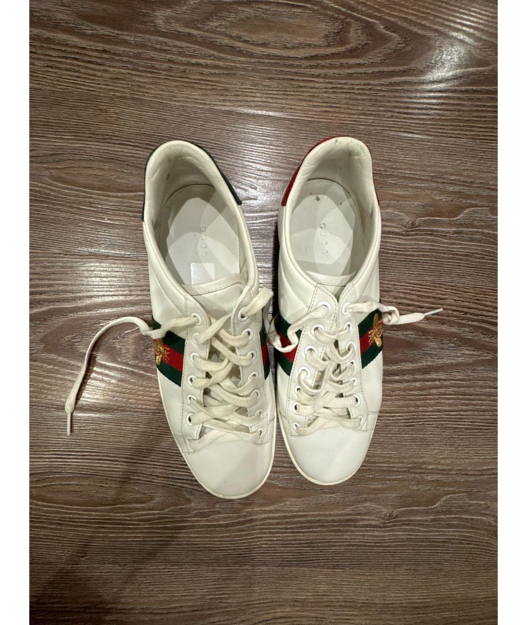 GUCCI Белые кожаные кеды, фото 3