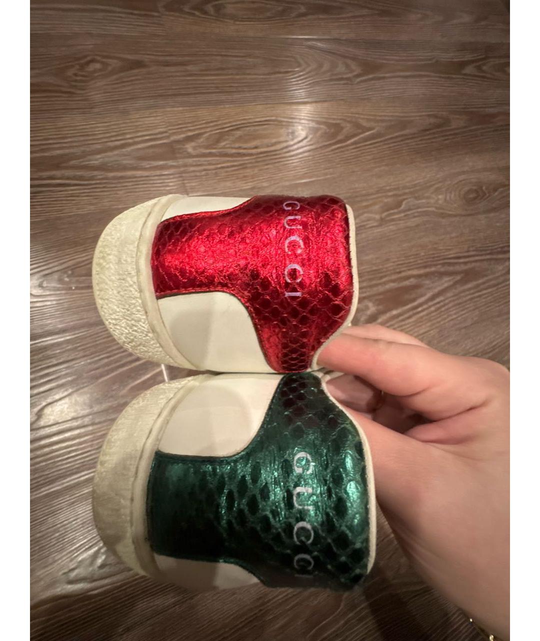 GUCCI Белые кожаные кеды, фото 8