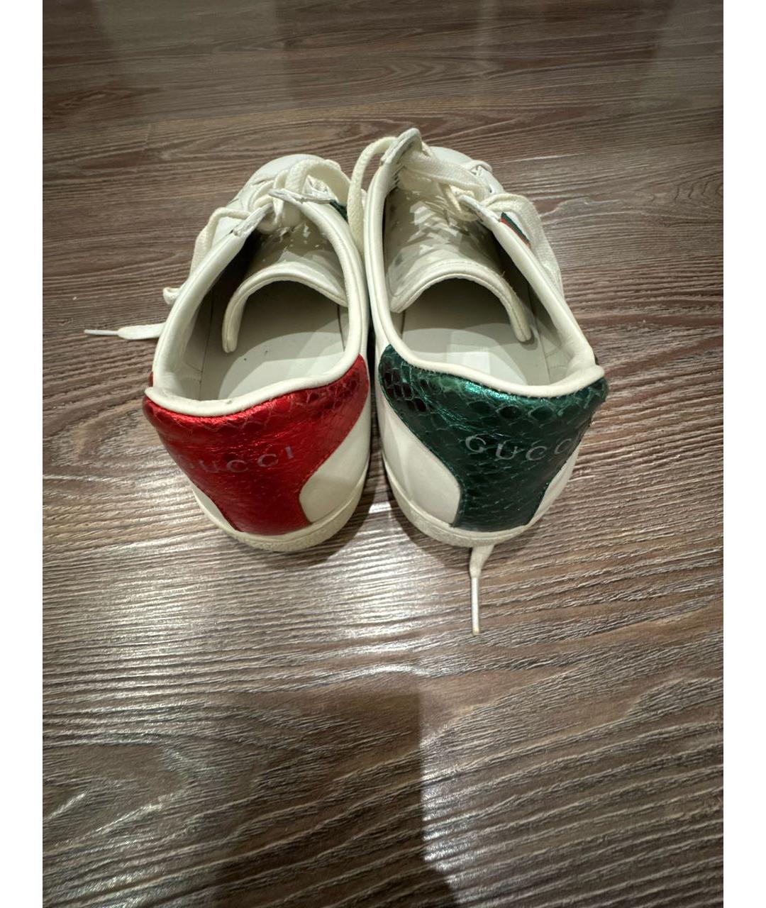 GUCCI Белые кожаные кеды, фото 4