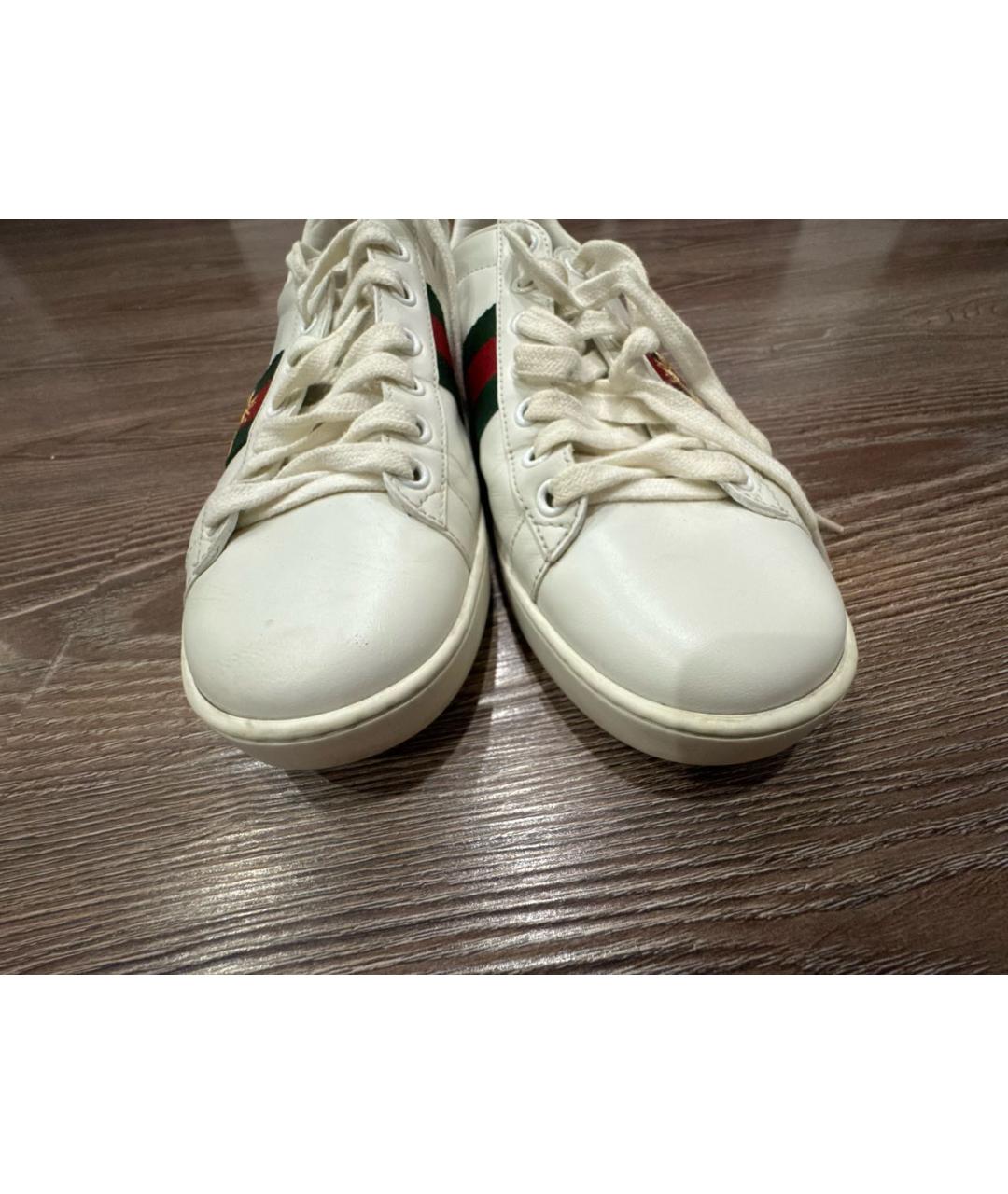 GUCCI Белые кожаные кеды, фото 6