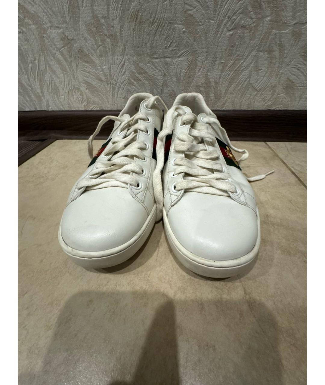 GUCCI Белые кожаные кеды, фото 2