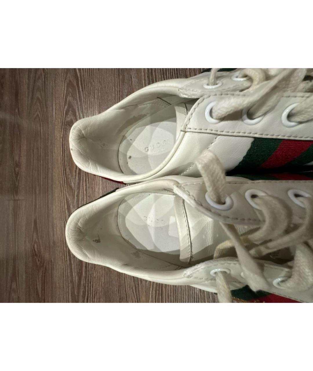 GUCCI Белые кожаные кеды, фото 7