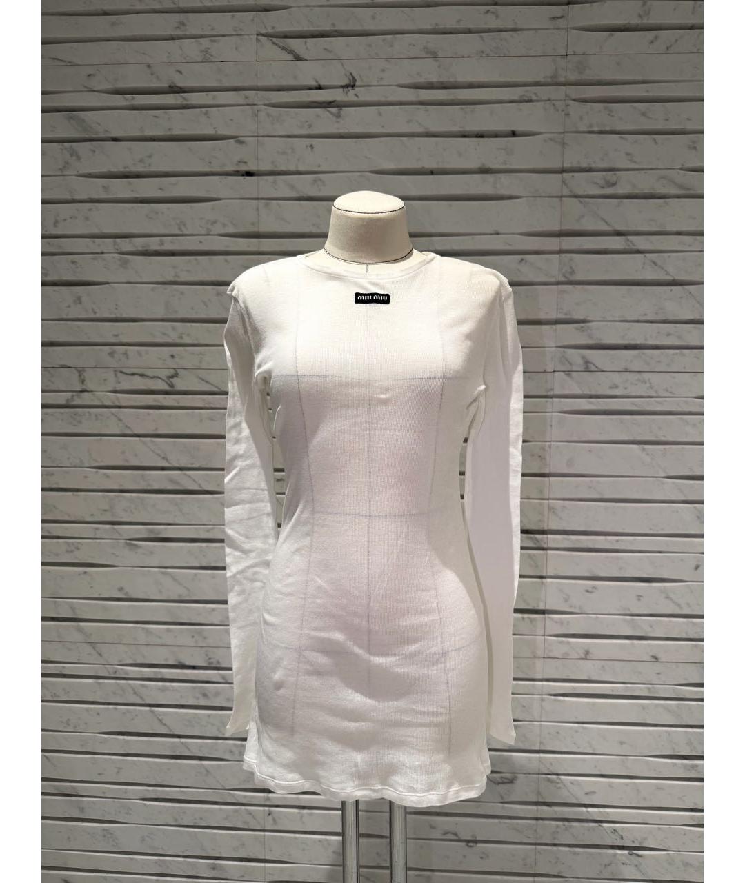 MIU MIU Белое хлопковое повседневное платье, фото 4