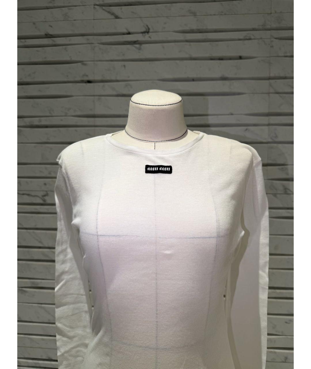 MIU MIU Белое хлопковое повседневное платье, фото 2
