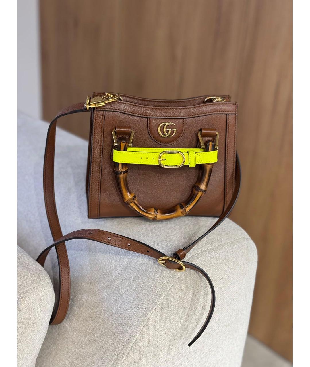 GUCCI Коричневая кожаная сумка с короткими ручками, фото 2