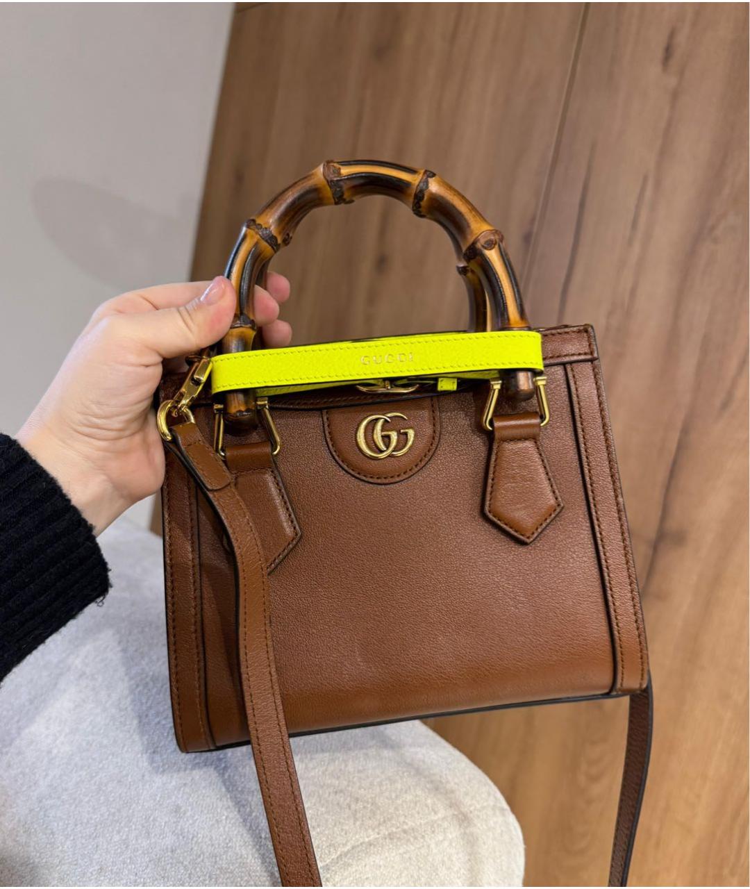 GUCCI Коричневая кожаная сумка с короткими ручками, фото 3