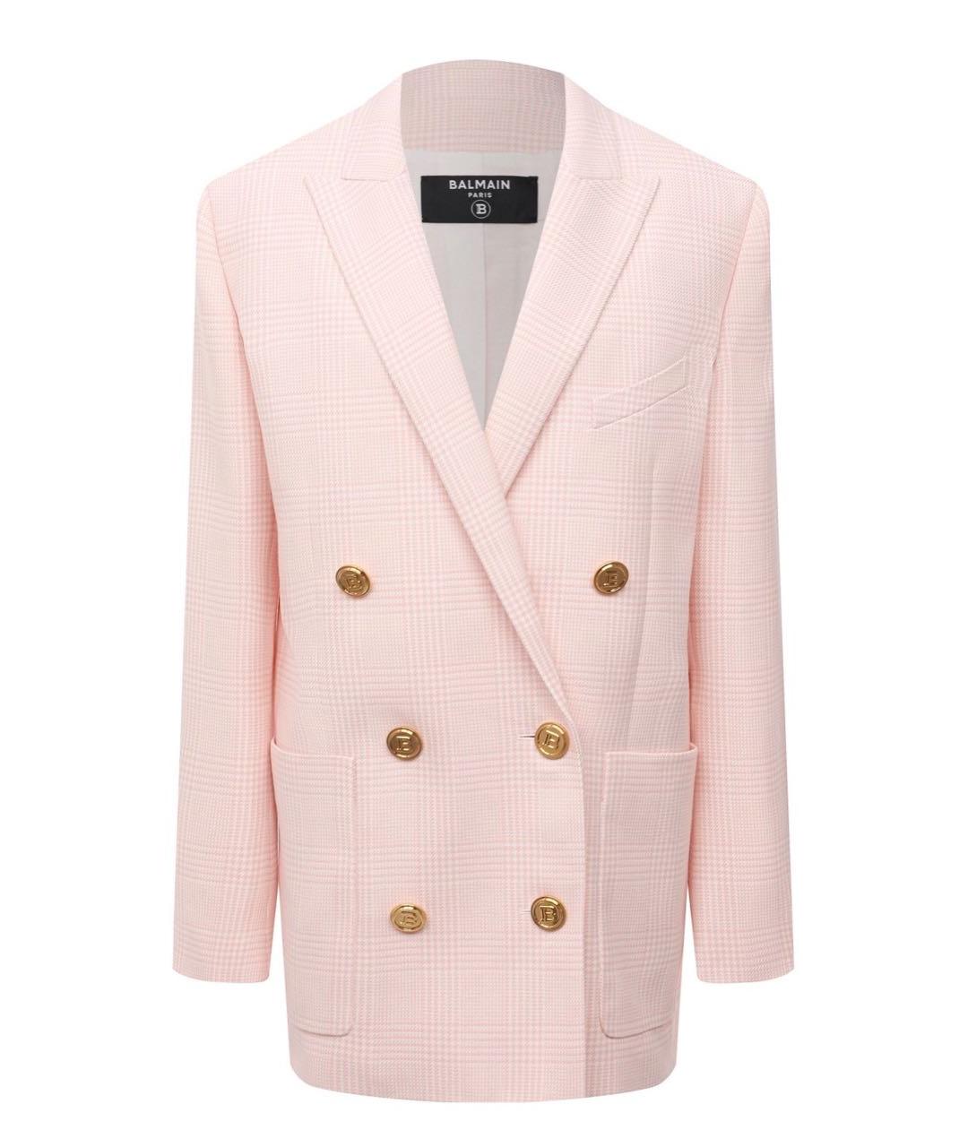BALMAIN Розовый шерстяной жакет/пиджак, фото 1