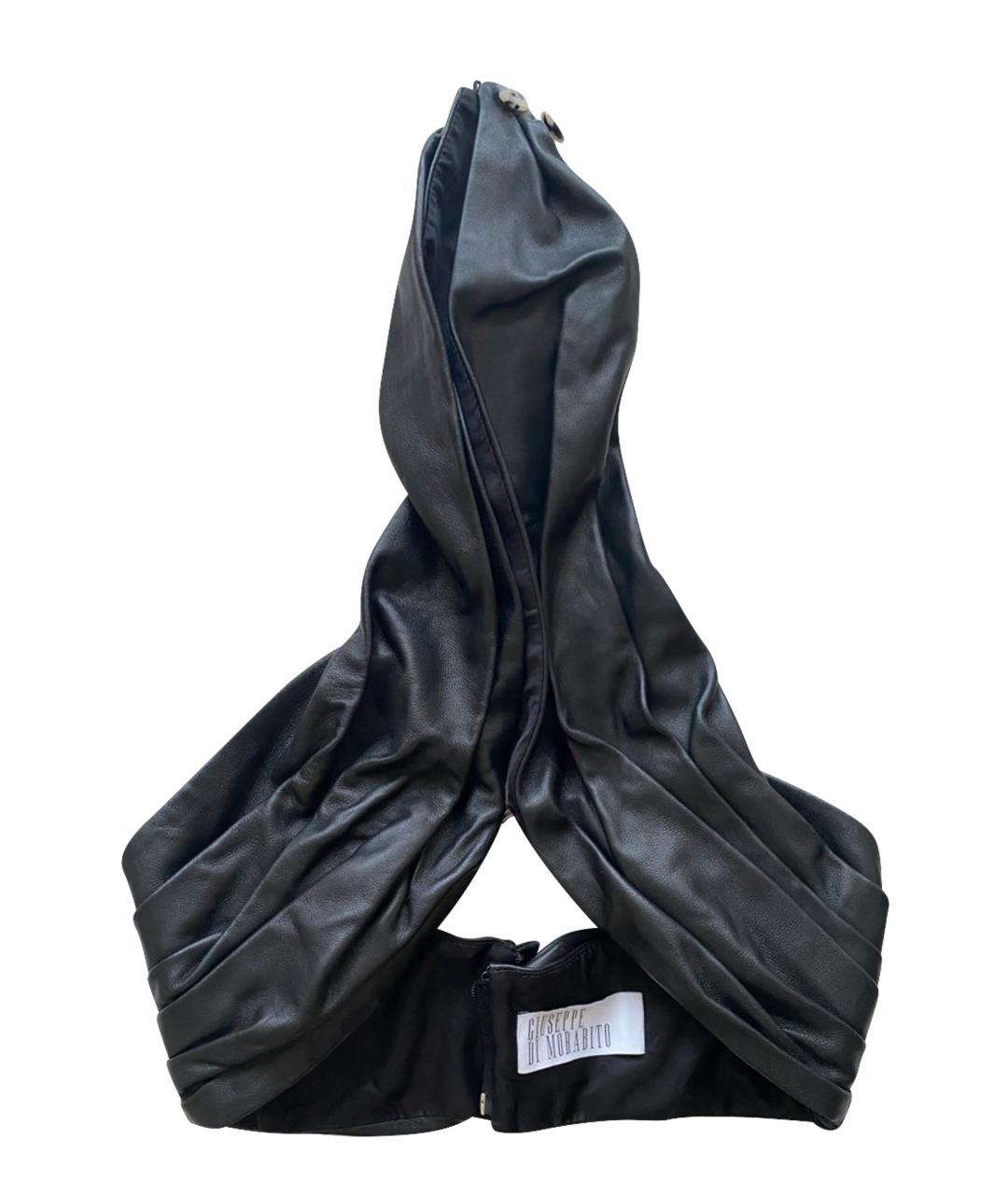 GIUSEPPE DI MORABITO Черная кожаная майка, фото 1