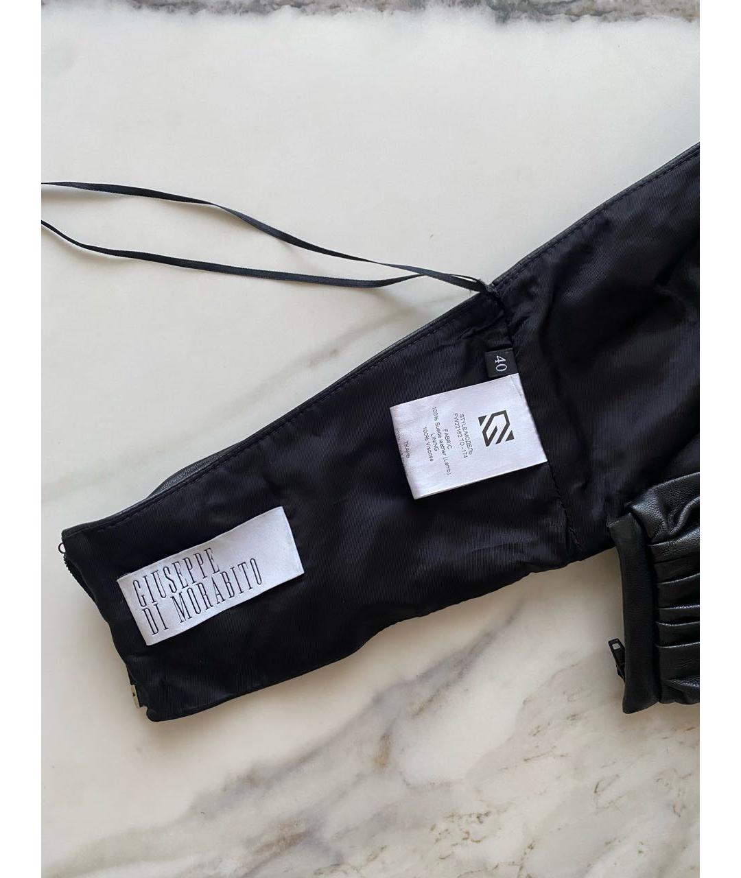 GIUSEPPE DI MORABITO Черная кожаная майка, фото 2