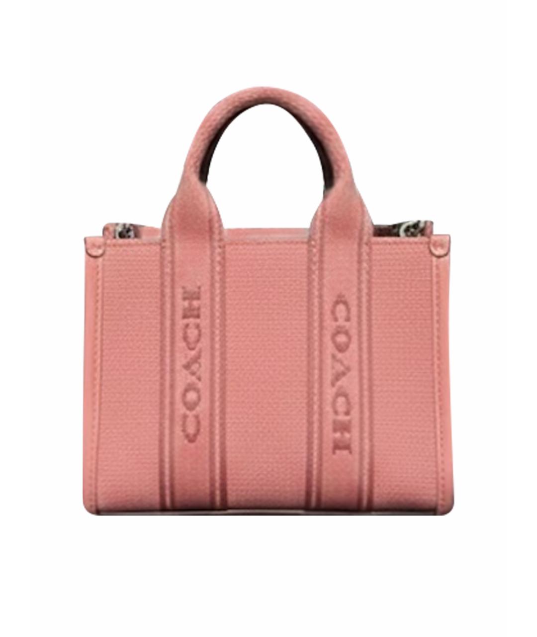 COACH Розовая тканевая сумка тоут, фото 1