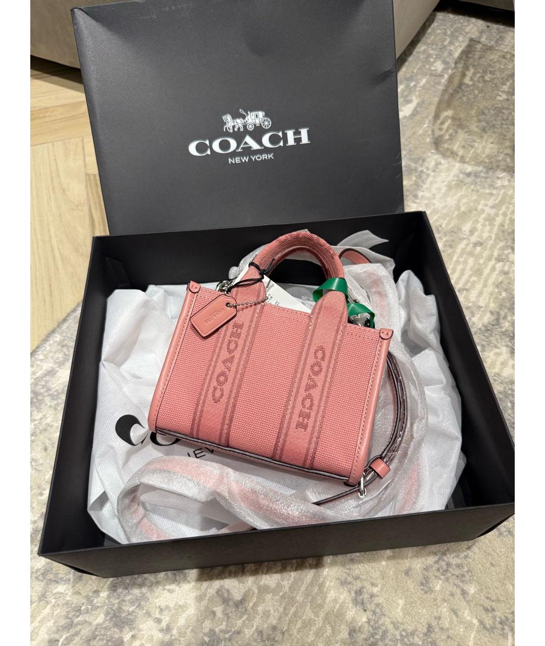 COACH Розовая тканевая сумка тоут, фото 6