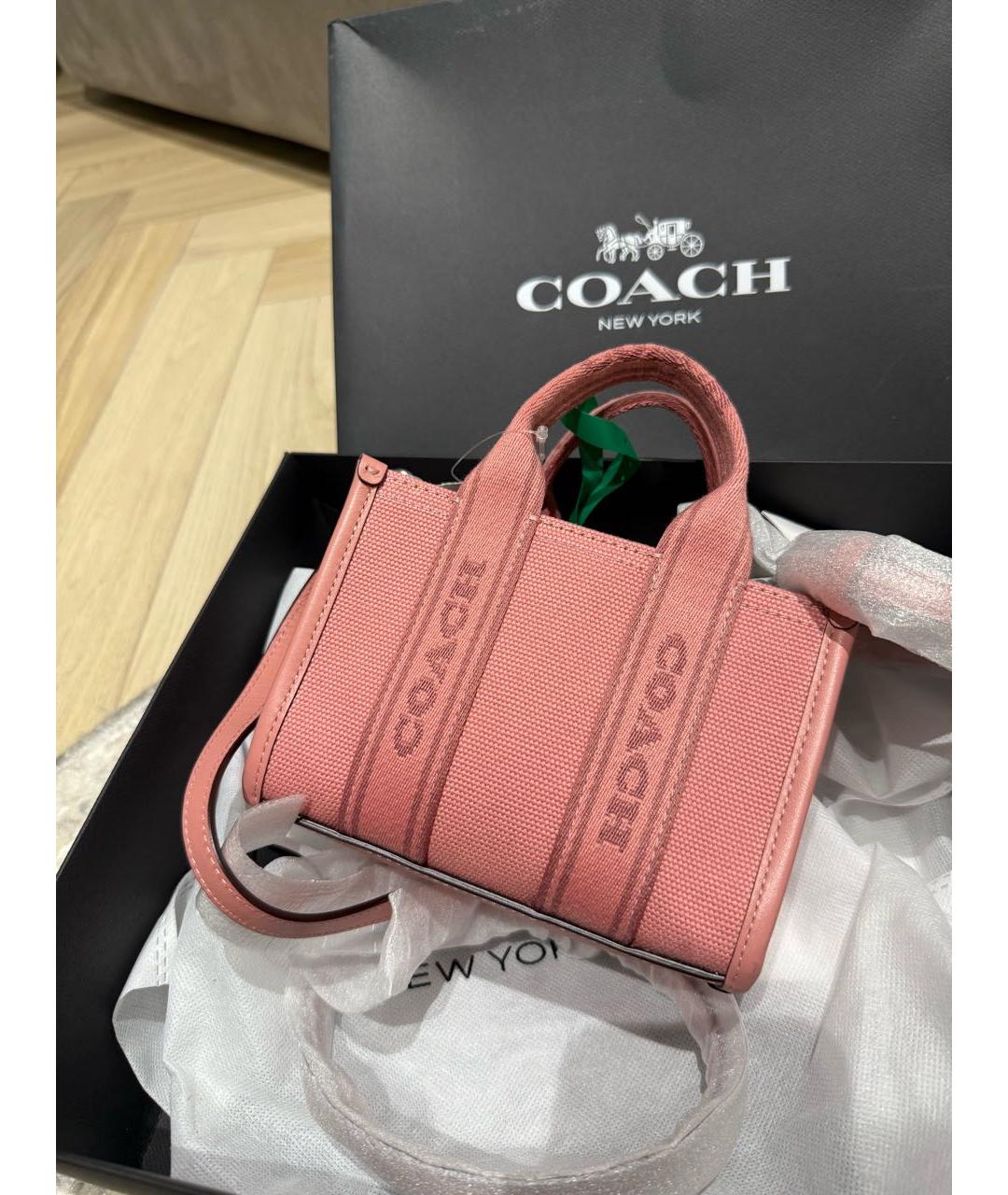 COACH Розовая тканевая сумка тоут, фото 2