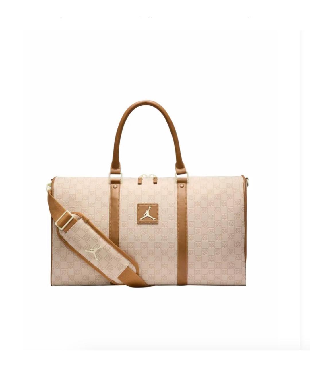 JORDAN Бежевая тканевая дорожная/спортивная сумка, фото 6