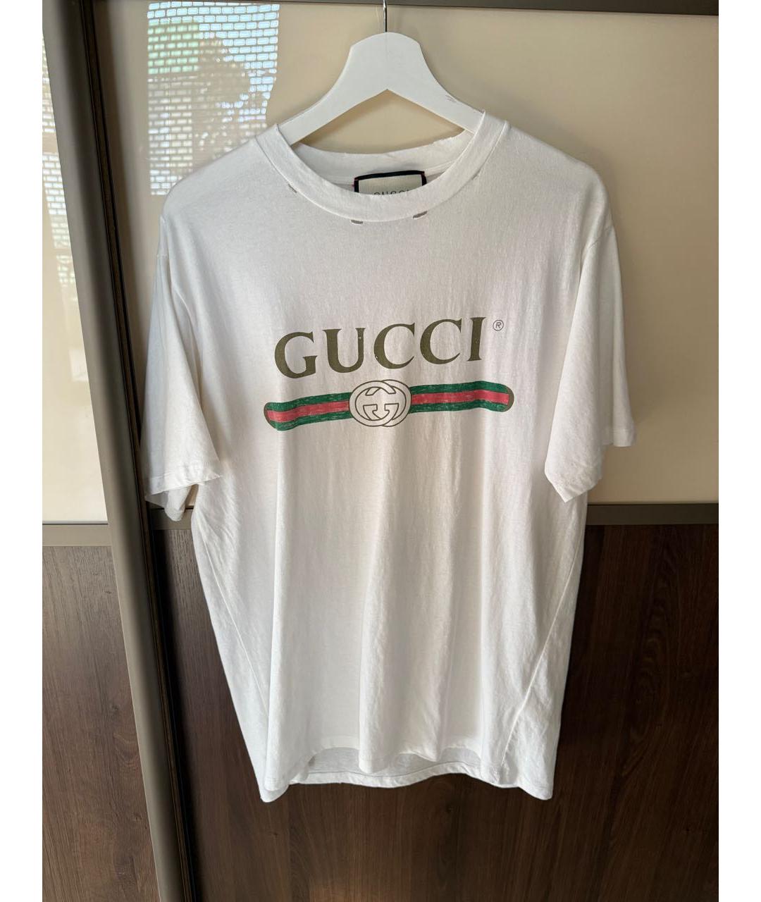 GUCCI Белая хлопковая футболка, фото 7