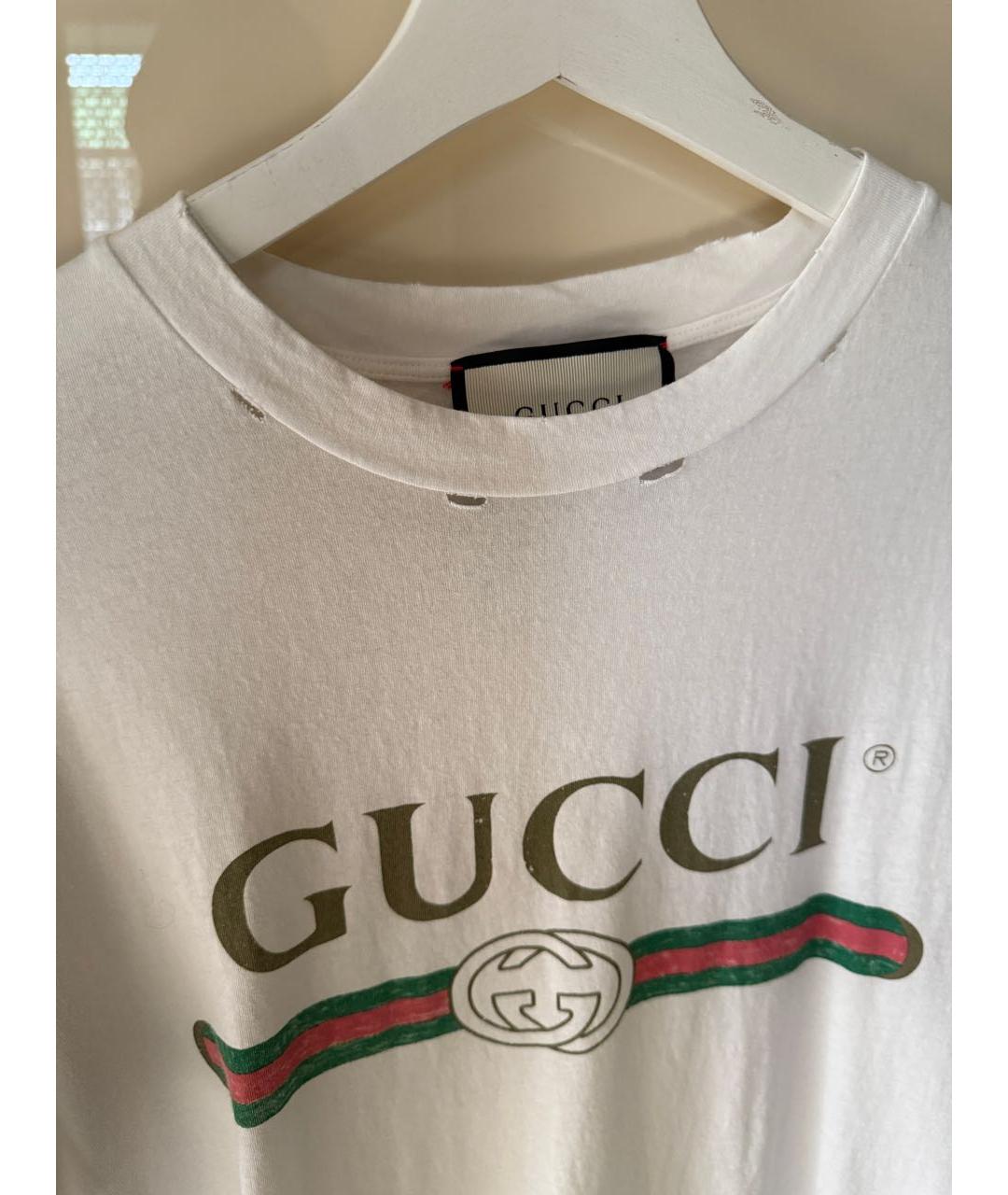 GUCCI Белая хлопковая футболка, фото 4