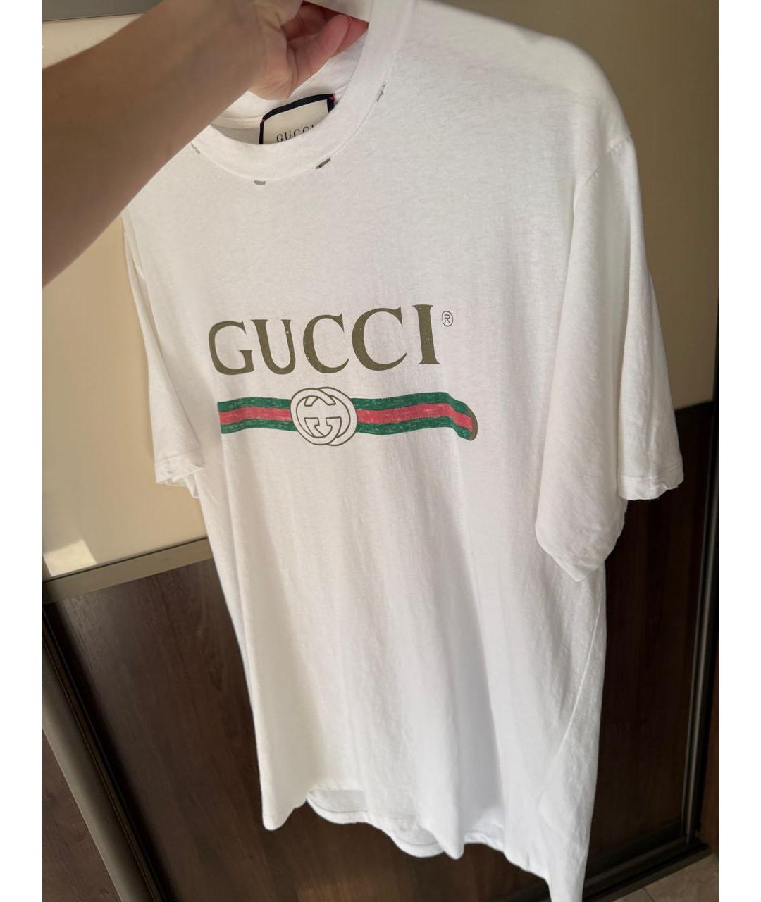 GUCCI Белая хлопковая футболка, фото 5