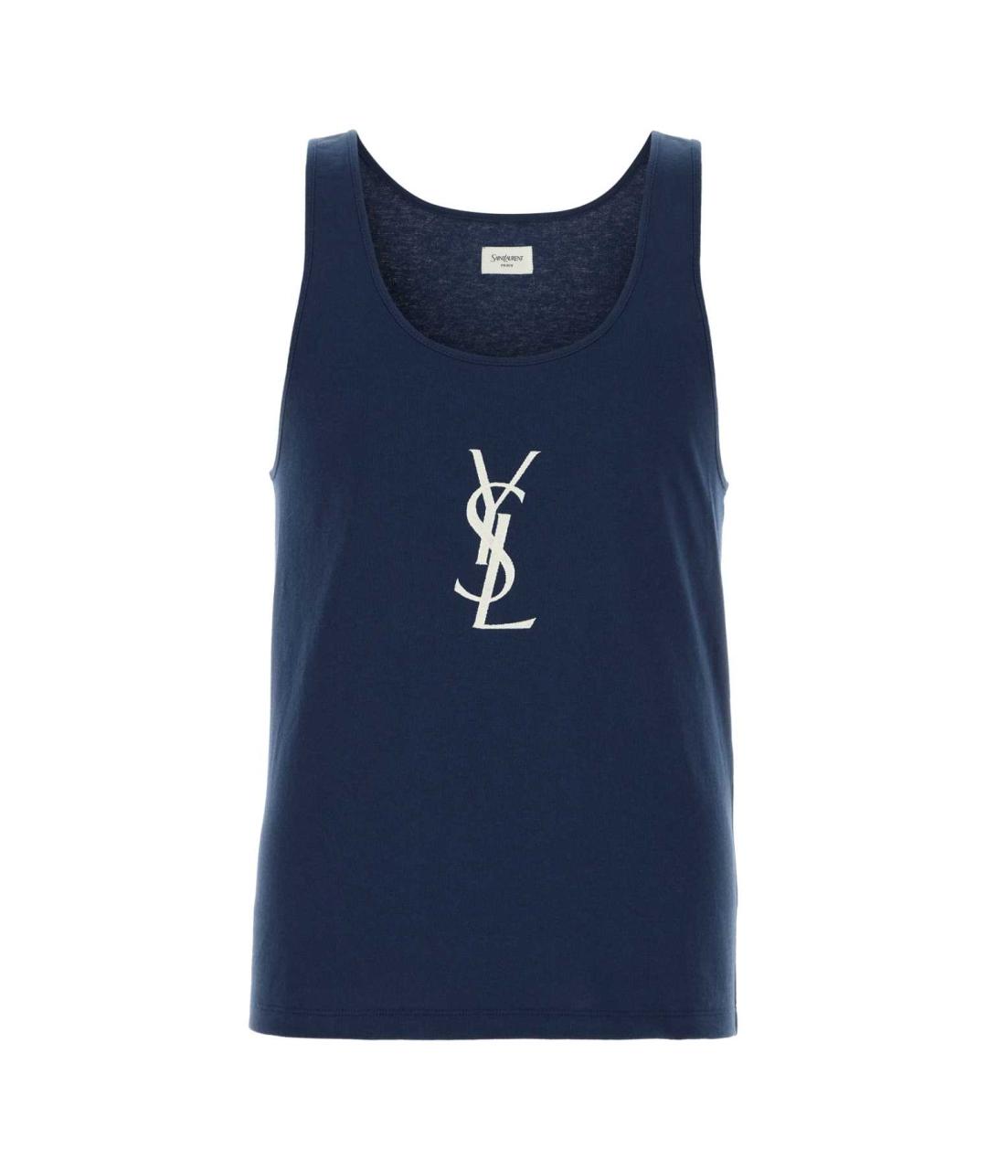 SAINT LAURENT Синяя хлопковая майка, фото 1