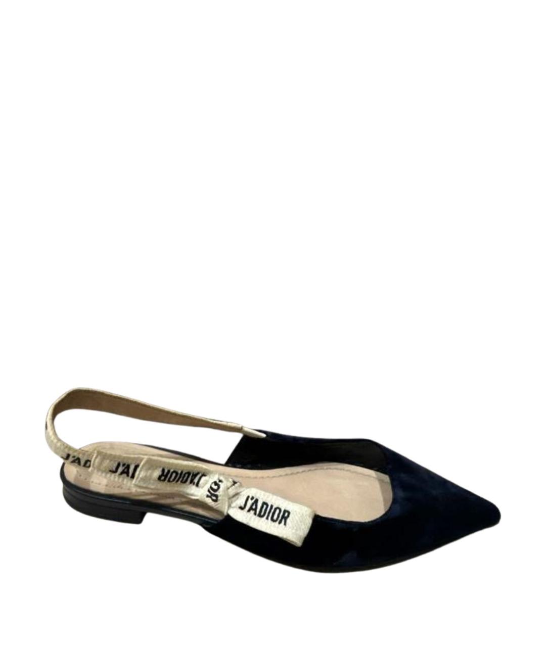 CHRISTIAN DIOR Черные бархатные балетки, фото 1