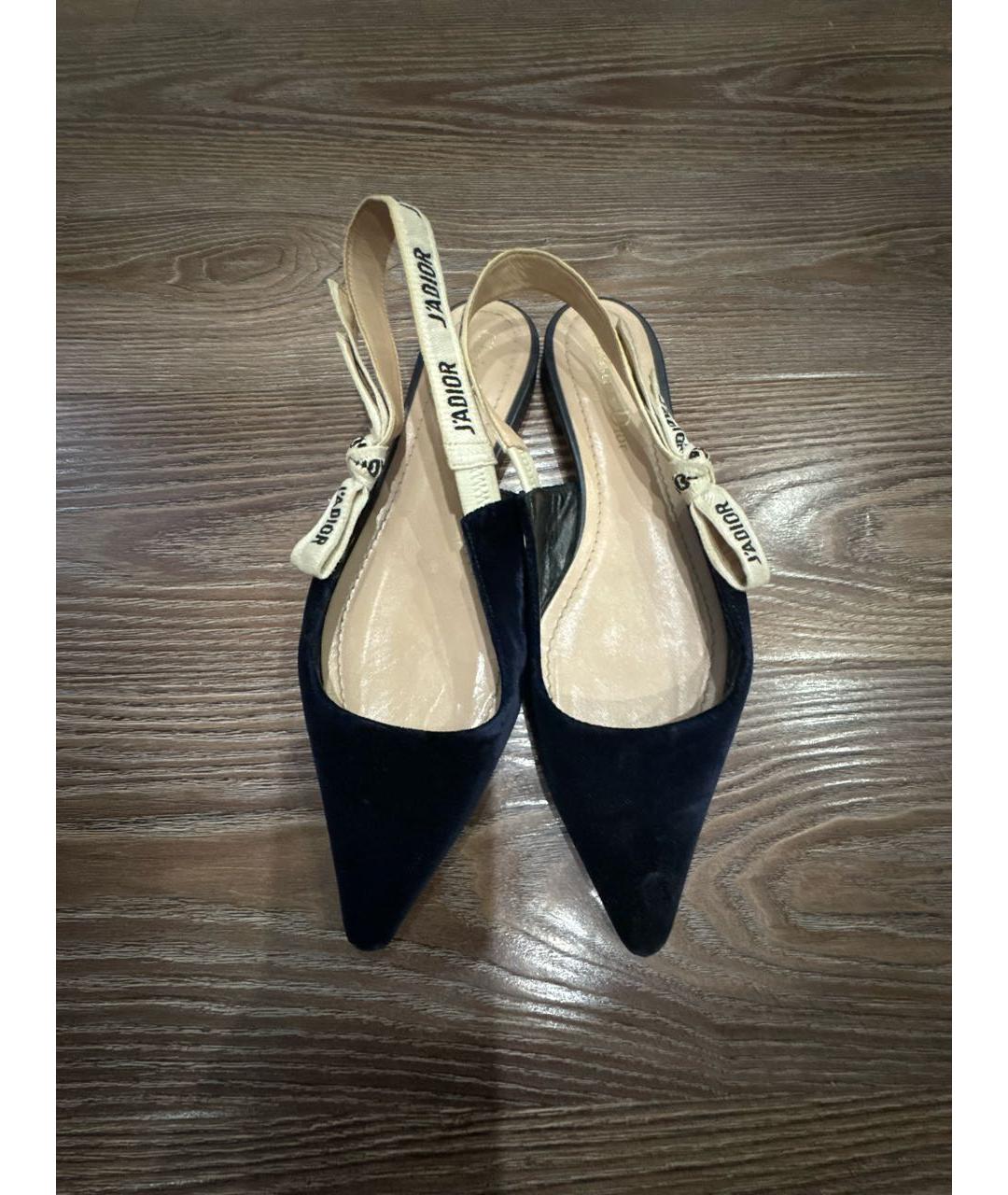 CHRISTIAN DIOR Черные бархатные балетки, фото 2