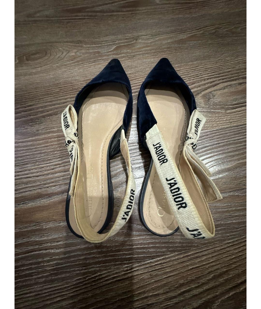 CHRISTIAN DIOR Черные бархатные балетки, фото 3