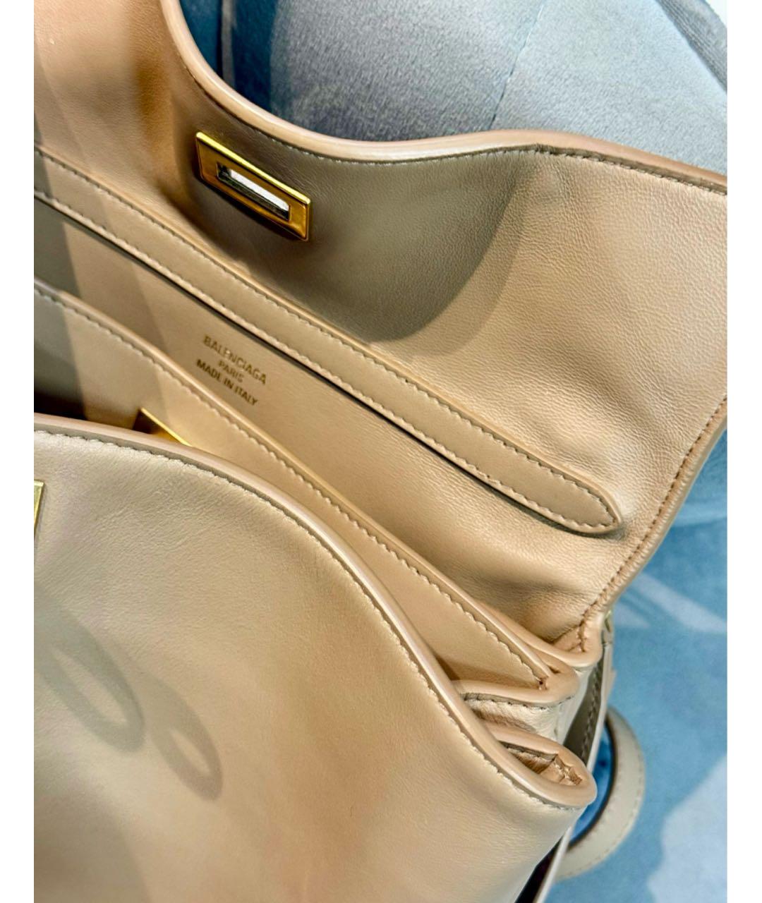BALENCIAGA Бежевая кожаная сумка тоут, фото 6