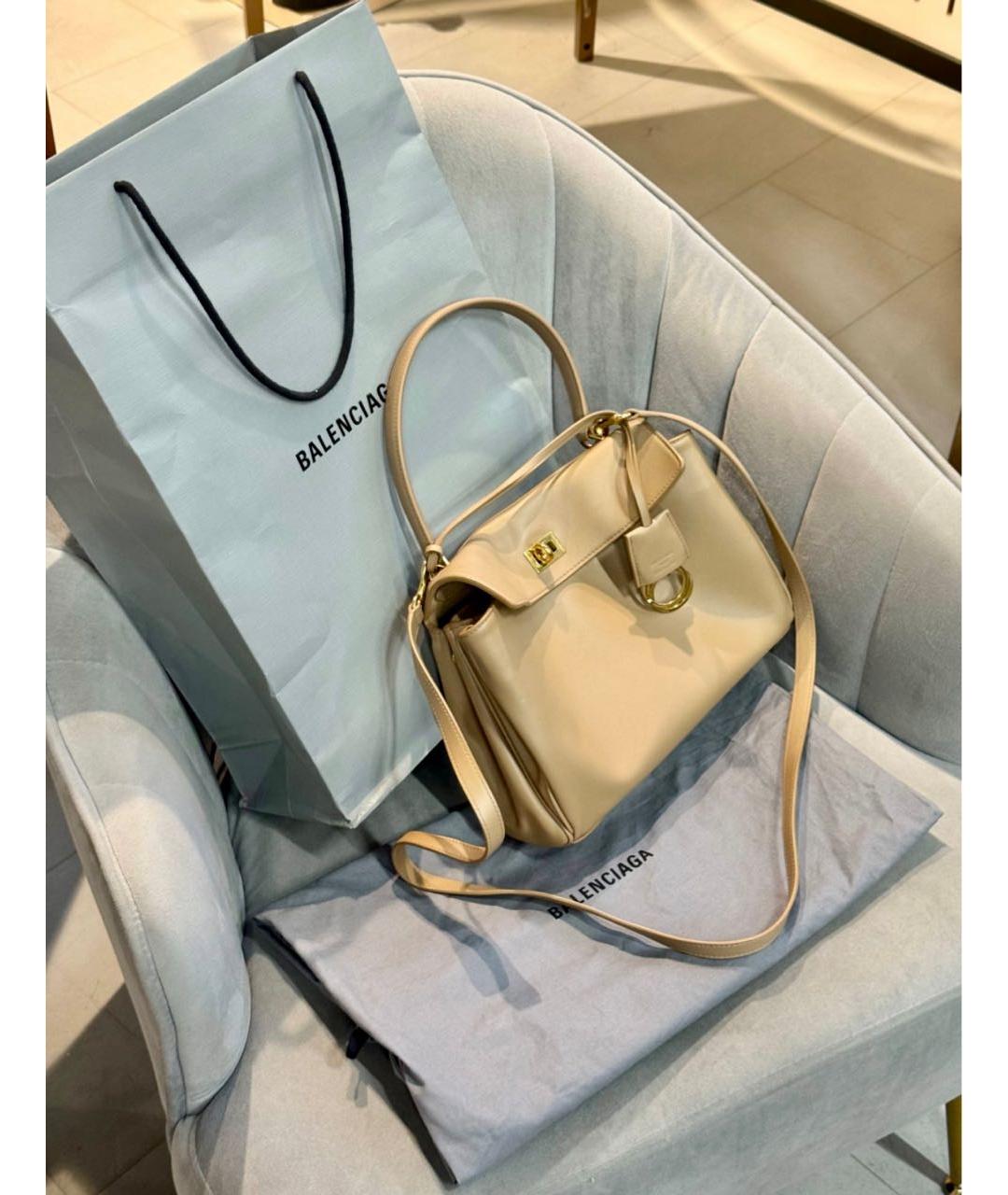 BALENCIAGA Бежевая кожаная сумка тоут, фото 4