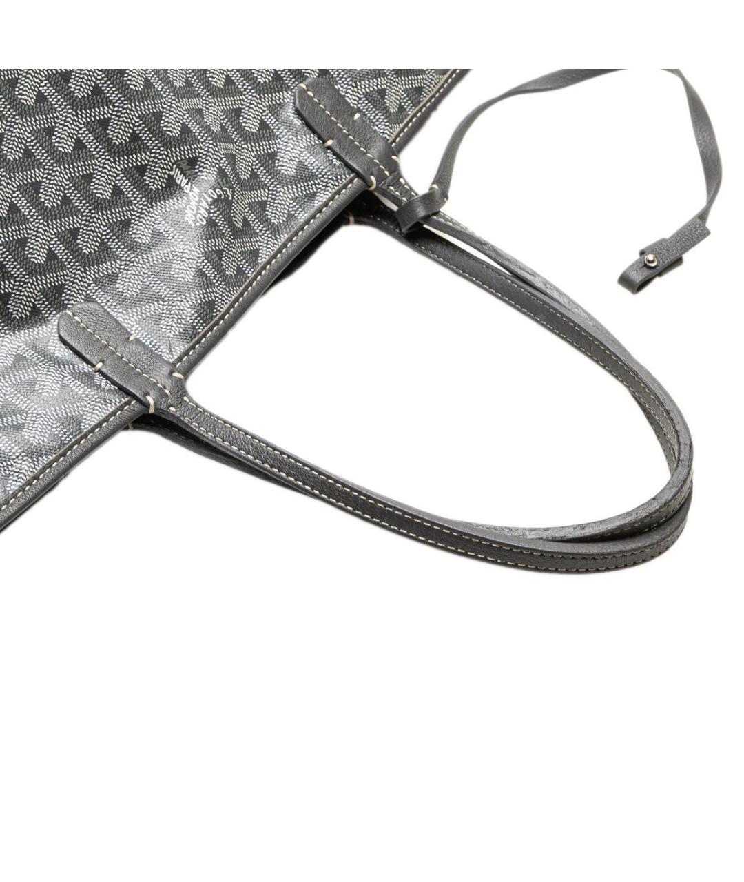 GOYARD Антрацитовая кожаная сумка тоут, фото 7