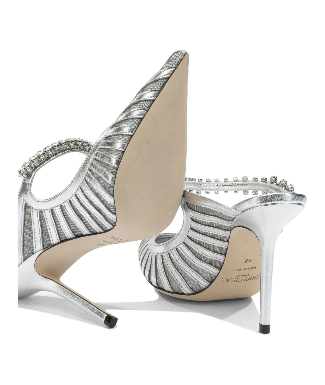 JIMMY CHOO Серебряные кожаные туфли, фото 5