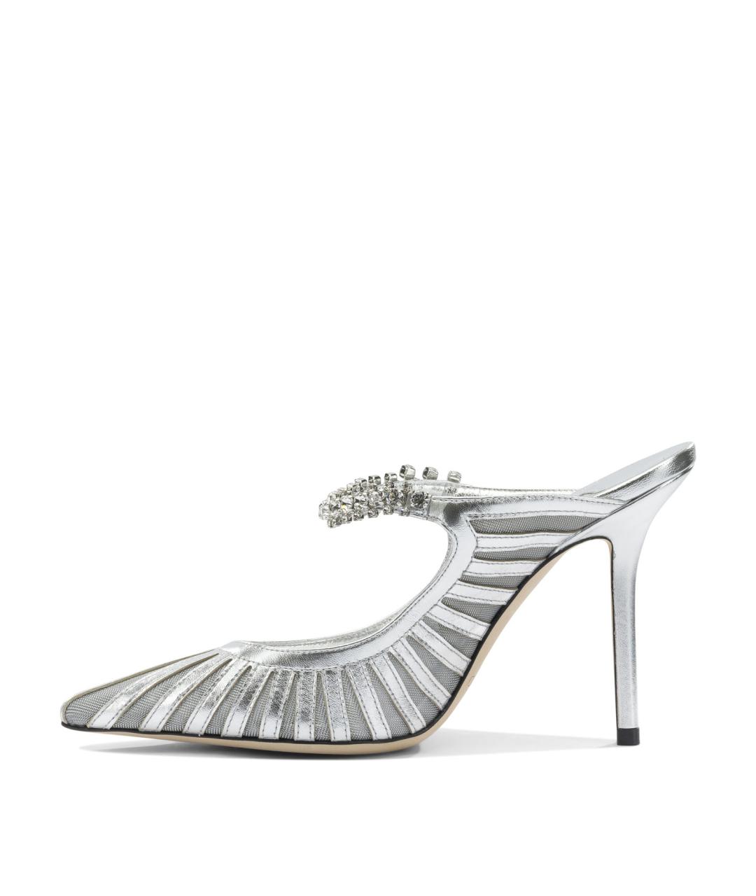 JIMMY CHOO Серебряные кожаные туфли, фото 3