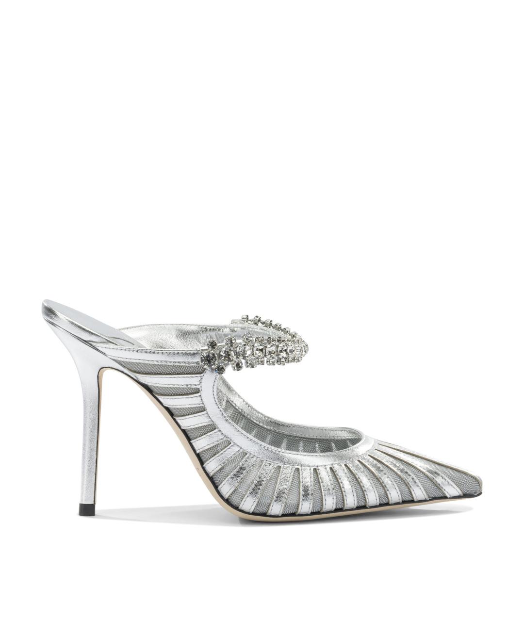 JIMMY CHOO Серебряные кожаные туфли, фото 1