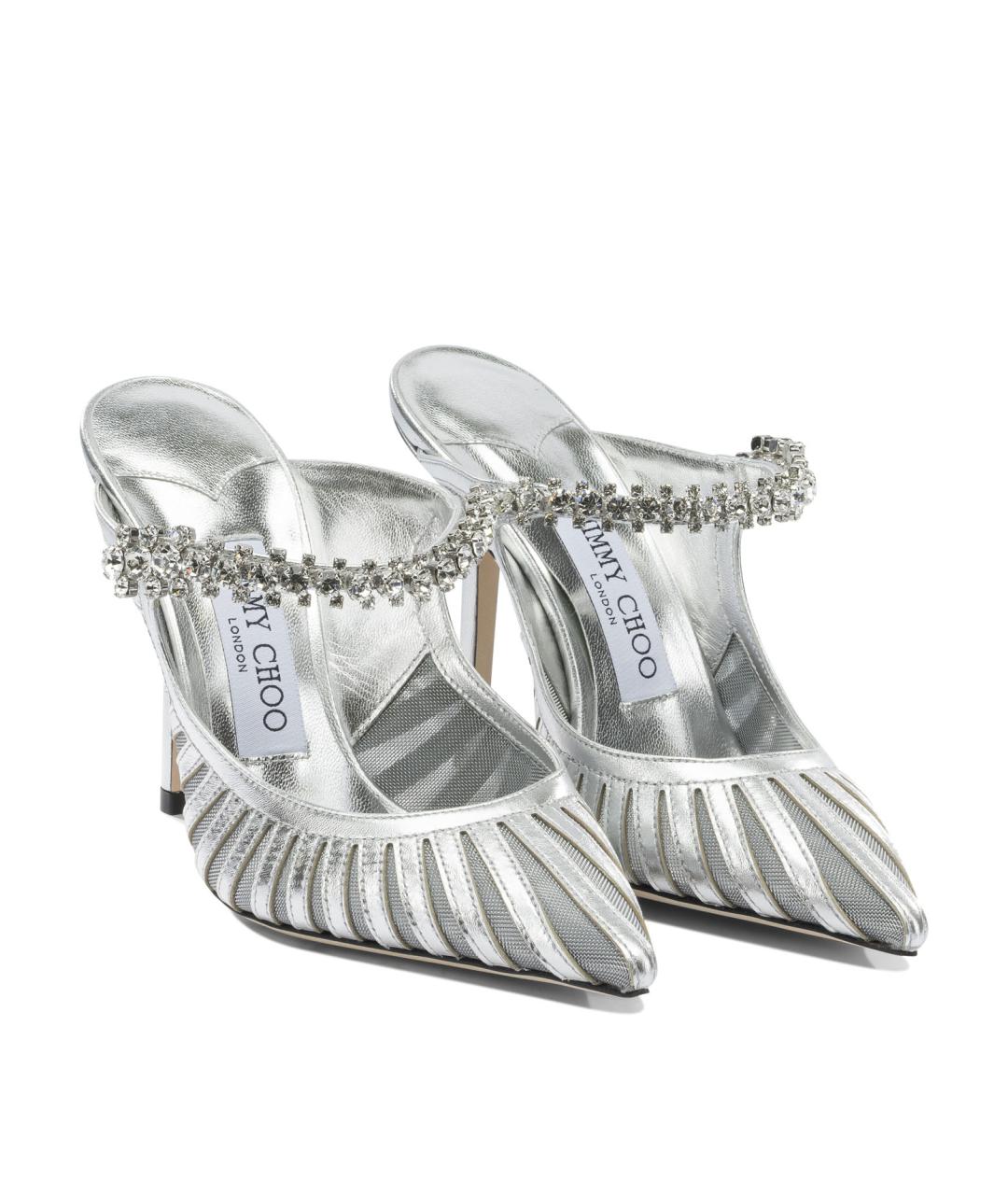 JIMMY CHOO Серебряные кожаные туфли, фото 2