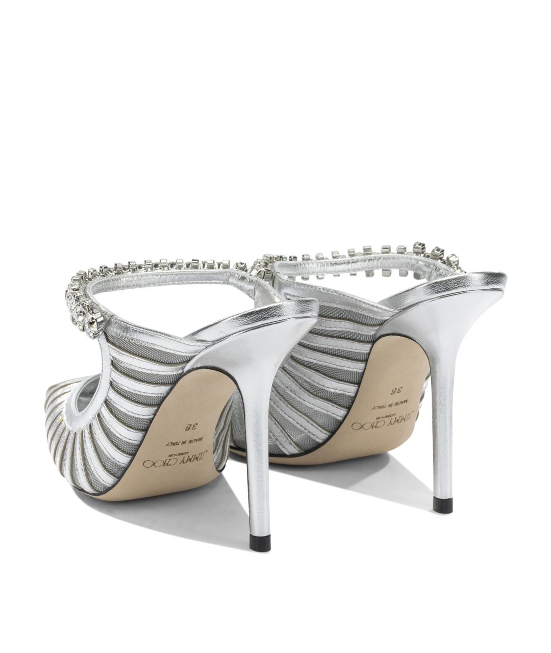JIMMY CHOO Серебряные кожаные туфли, фото 4