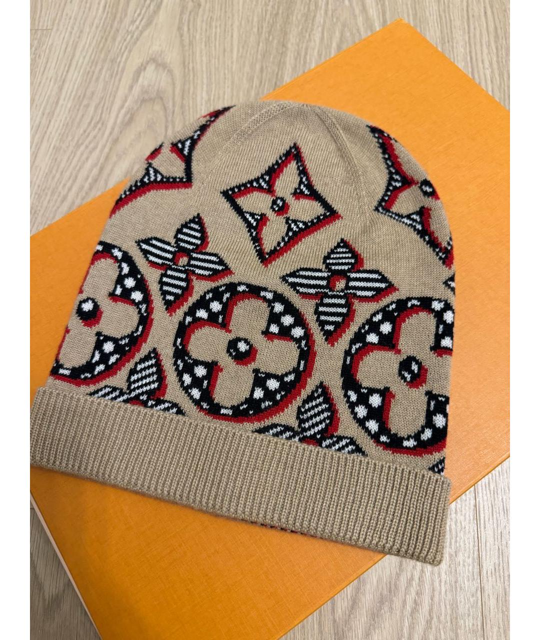 LOUIS VUITTON Бежевая шерстяная шапка, фото 5