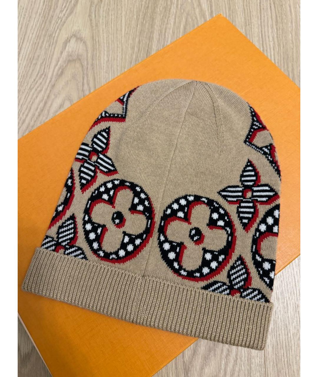 LOUIS VUITTON Бежевая шерстяная шапка, фото 2