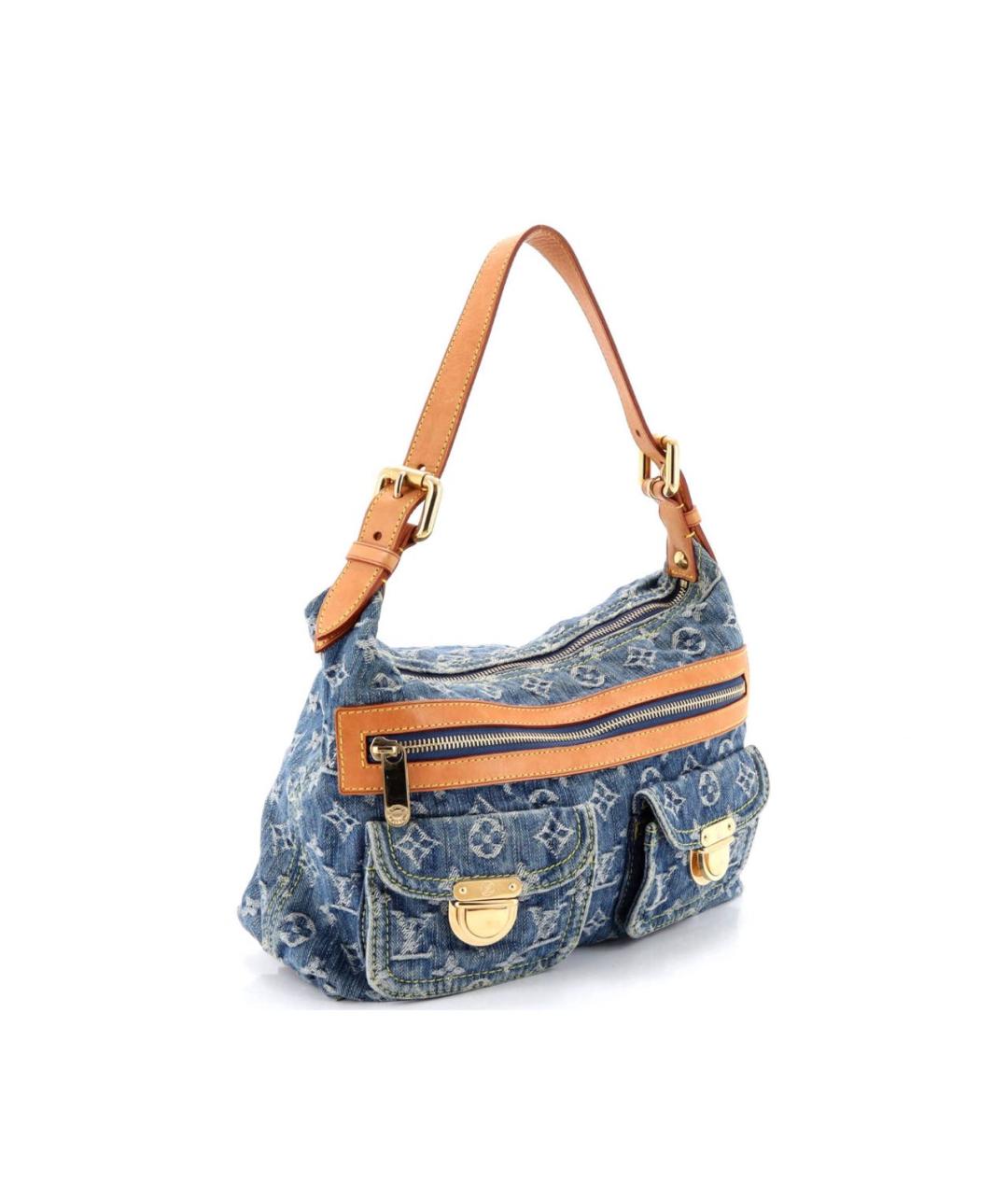 LOUIS VUITTON Голубая тканевая сумка с короткими ручками, фото 2