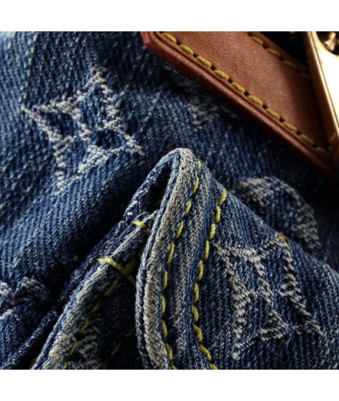 LOUIS VUITTON Голубая тканевая сумка с короткими ручками, фото 6