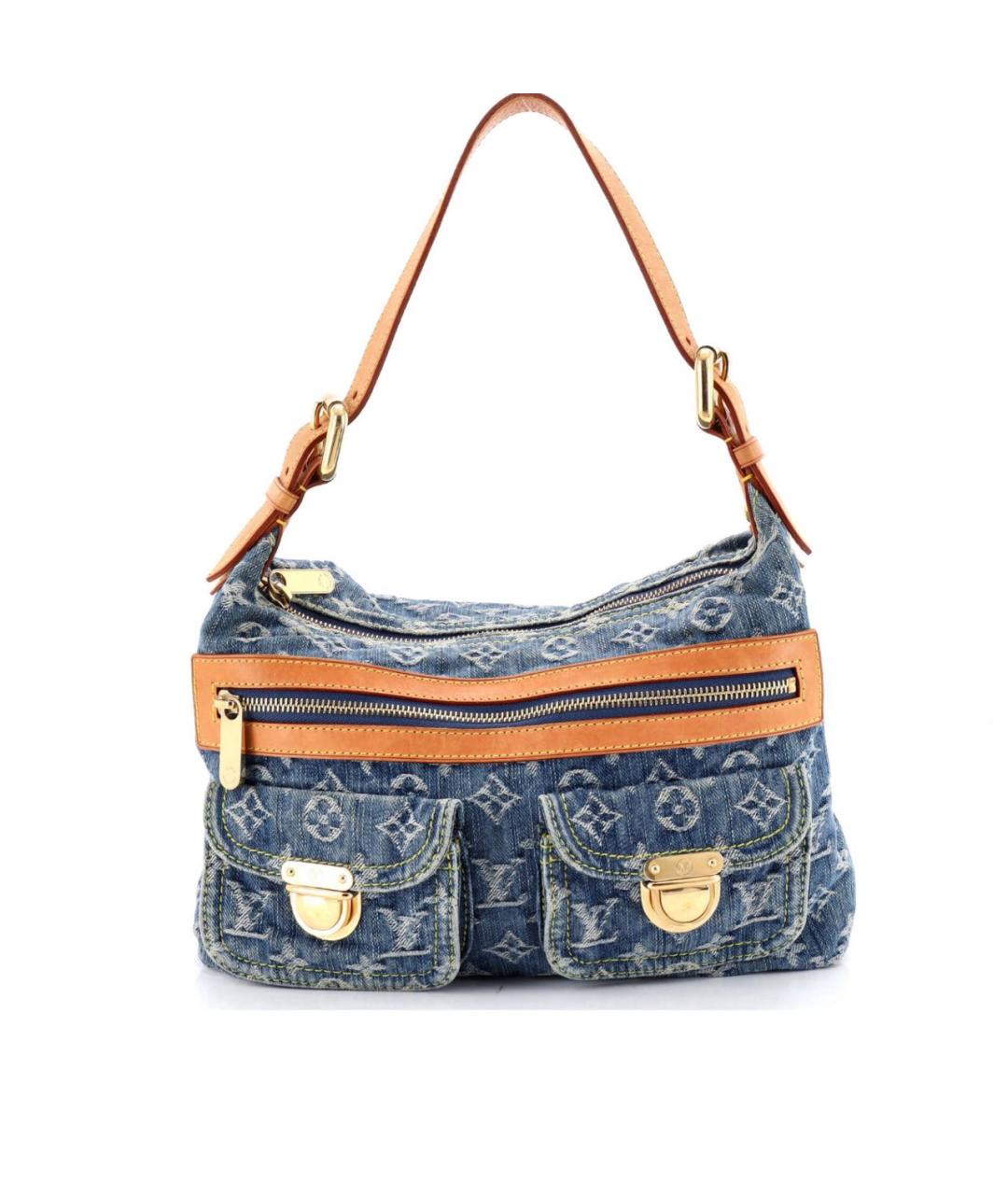 LOUIS VUITTON Голубая тканевая сумка с короткими ручками, фото 1