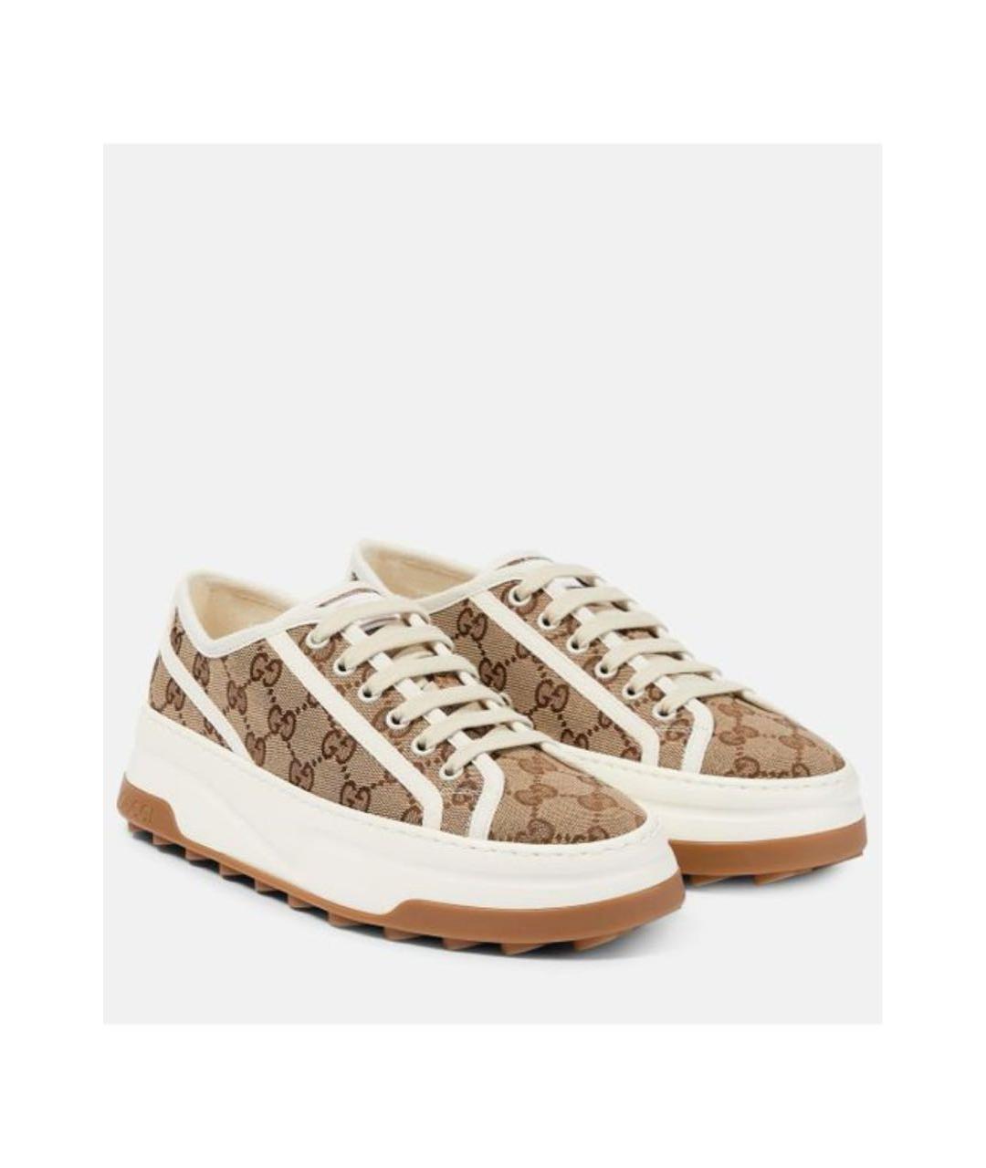 GUCCI Бежевые текстильные кроссовки, фото 3