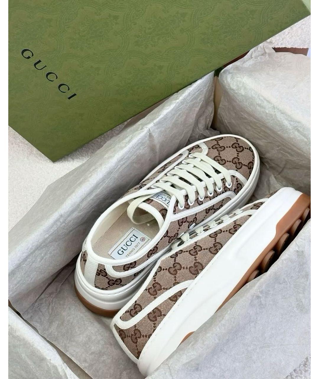 GUCCI Бежевые текстильные кроссовки, фото 2