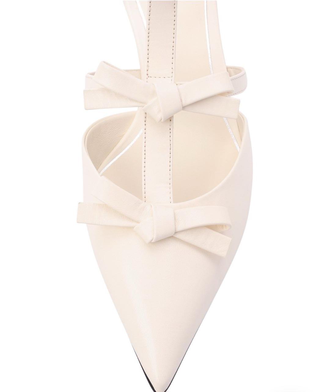 VALENTINO Белые кожаные лодочки на низком каблуке, фото 4