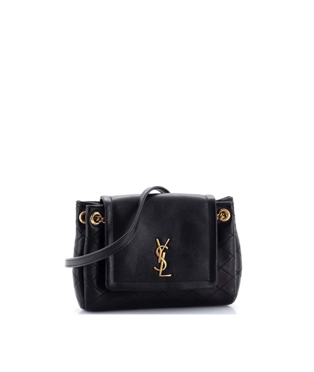 SAINT LAURENT Черная кожаная сумка через плечо, фото 2